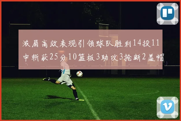 浓眉高效表现引领球队胜利14投11中斩获25分10篮板3助攻3抢断2盖帽